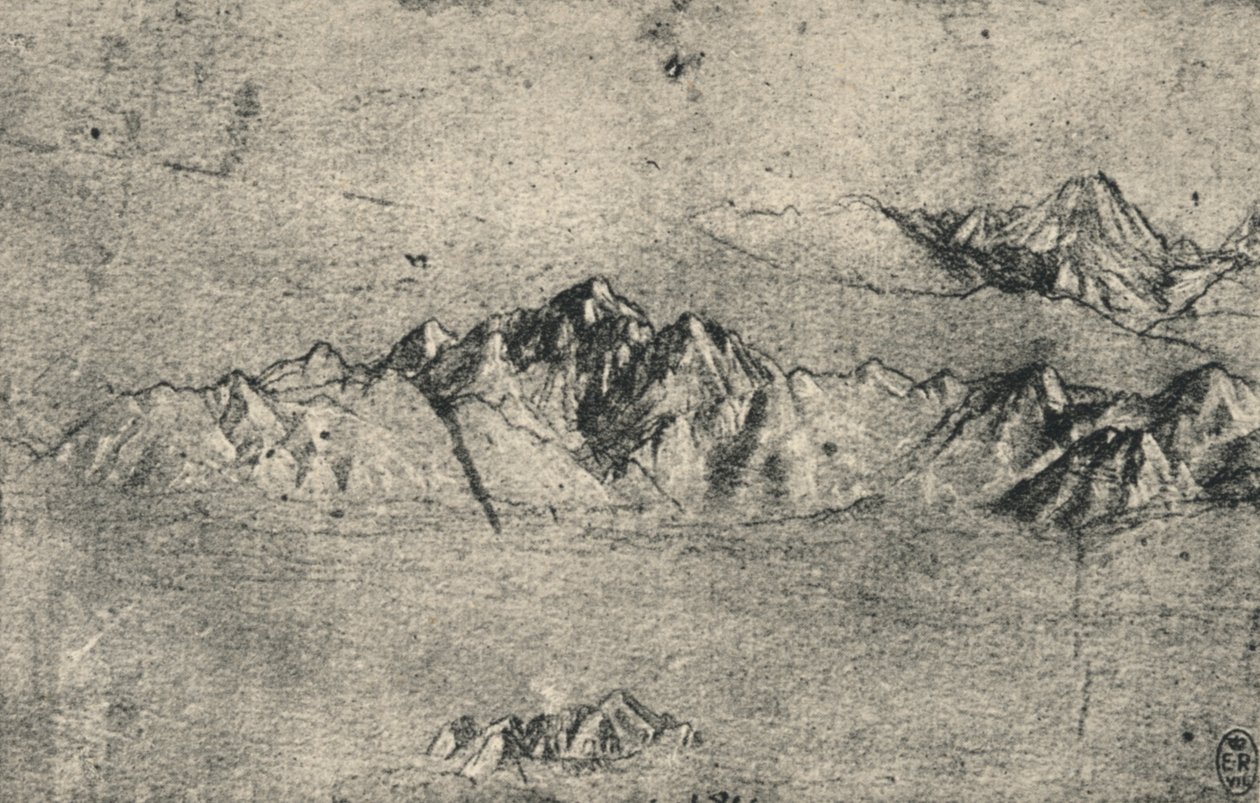 山脉研究，c1480，1945年 作者 达芬奇（Leonardo da Vinci）