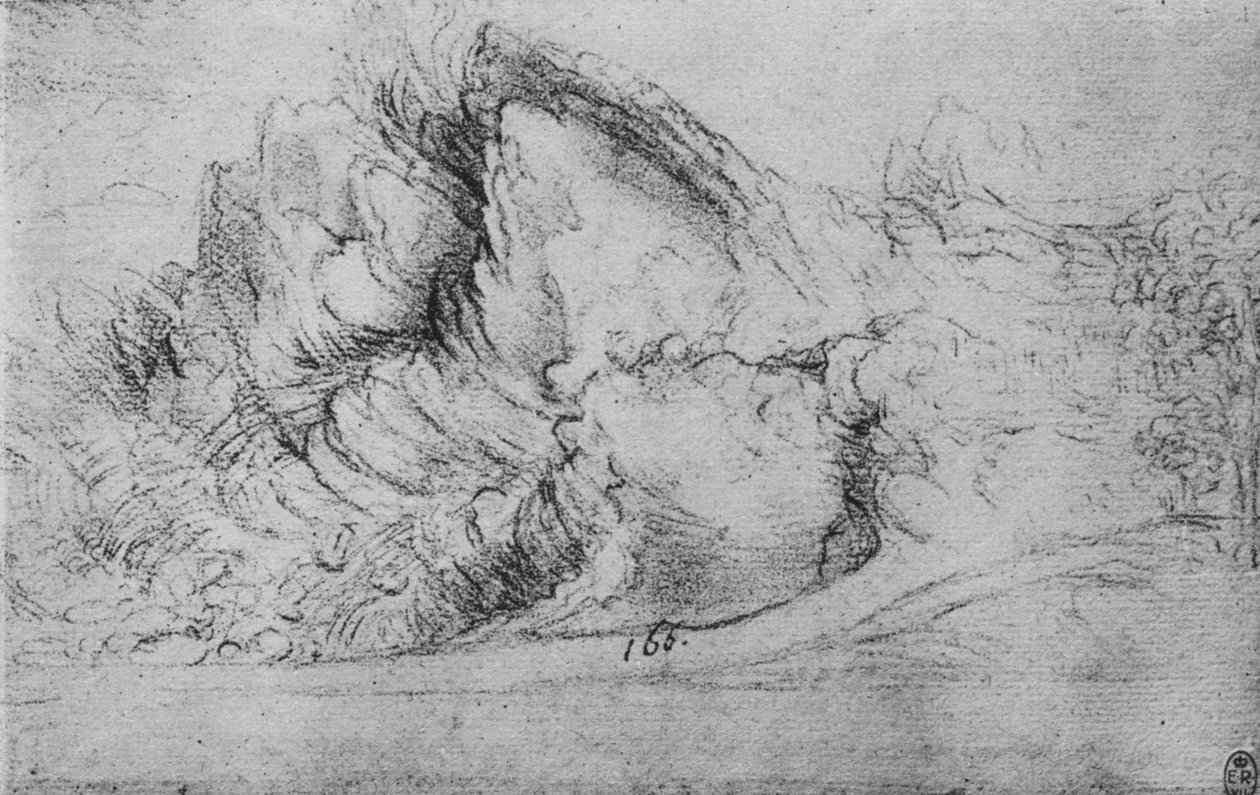 岩层研究，c1480，1945年 作者 达芬奇（Leonardo da Vinci）