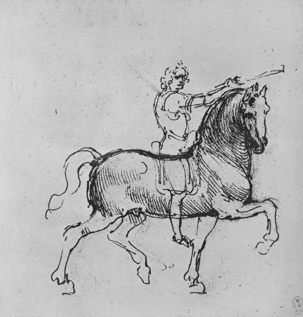 《研究骑兵》，c1480，1945年 作者 达芬奇（Leonardo da Vinci）
