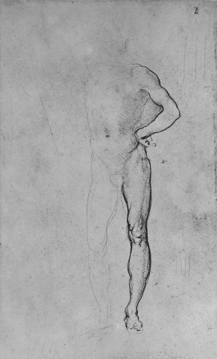 研究左手握住臀部的裸体男人，c1480，1945年 作者 达芬奇（Leonardo da Vinci）