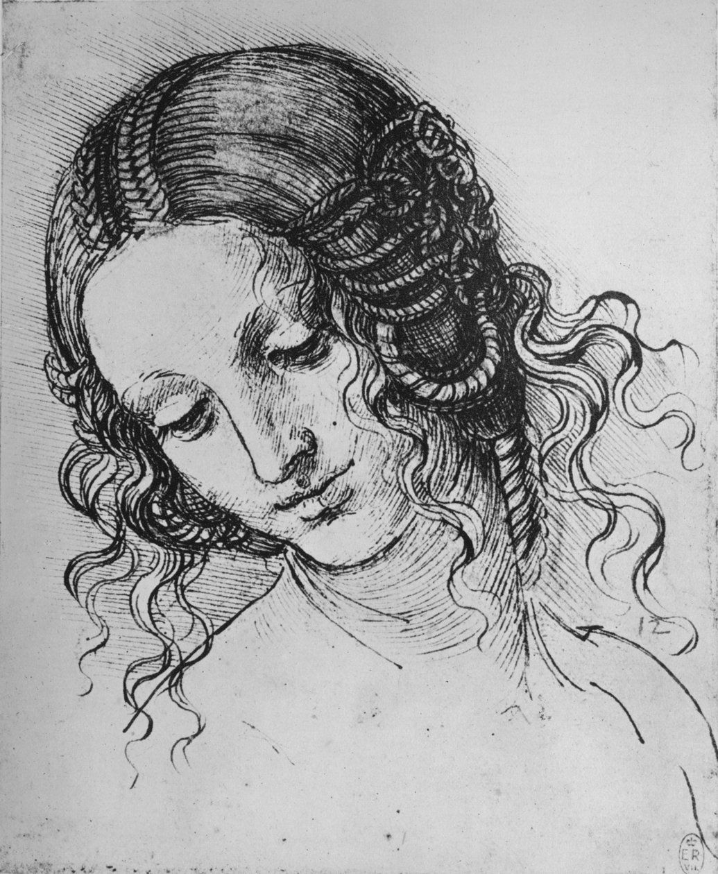 《女人的头研究》，c1480，1945年 作者 达芬奇（Leonardo da Vinci）