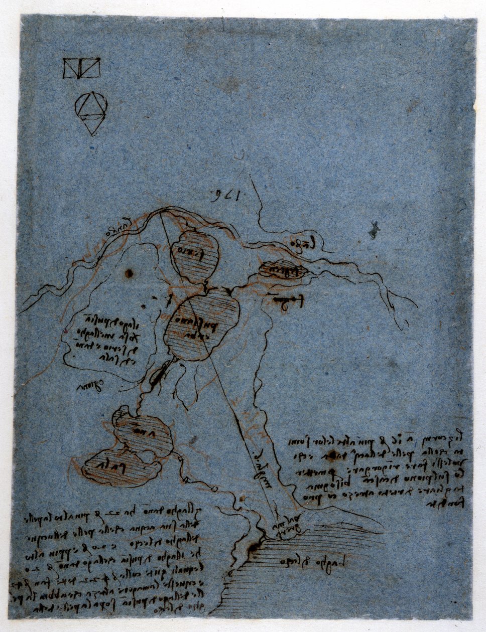 Study on the exploitation of water force in hydraulic machines (noria) by Leonard de Vinci (Leonardo da Vinci) (1452 - 1519). Drawing with pen and ink. 作者 达芬奇（Leonardo da Vinci）