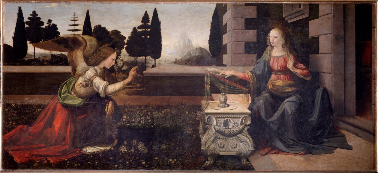 天使报喜-1472-1475 作者 达芬奇（Leonardo da Vinci）