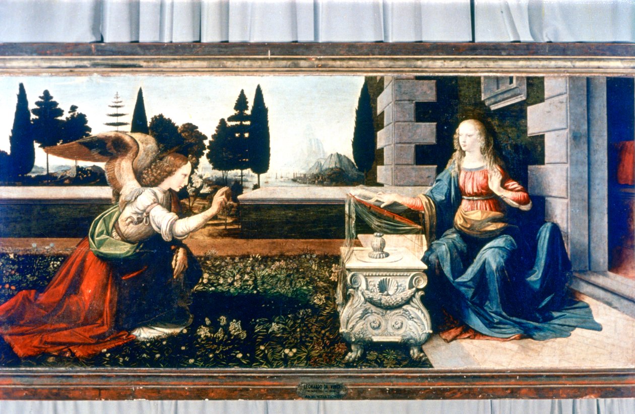 天使报喜，1472-1475年 作者 达芬奇（Leonardo da Vinci）