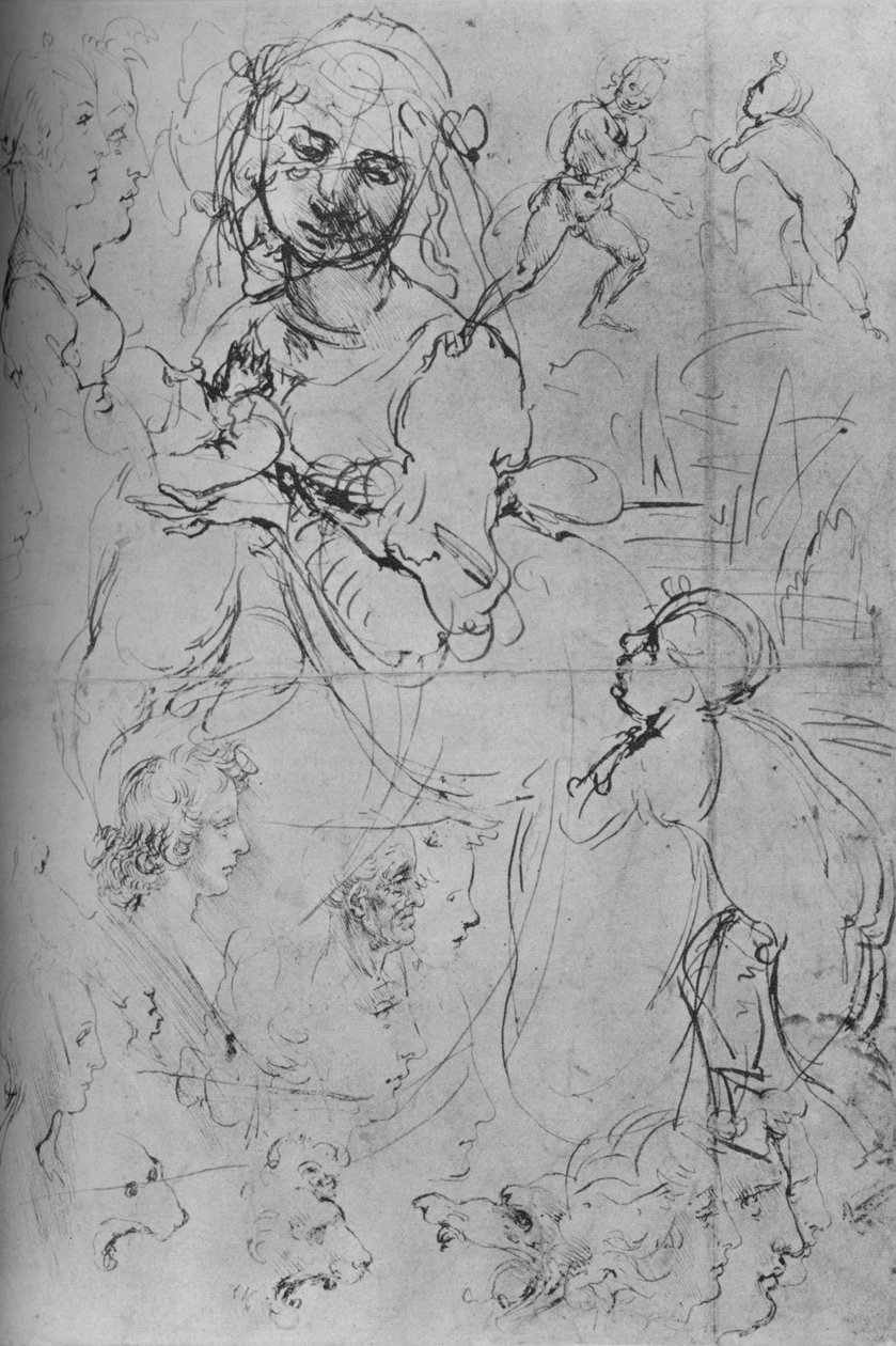 麦当娜与儿童及其他研究，c1469 1945 作者 达芬奇（Leonardo da Vinci）