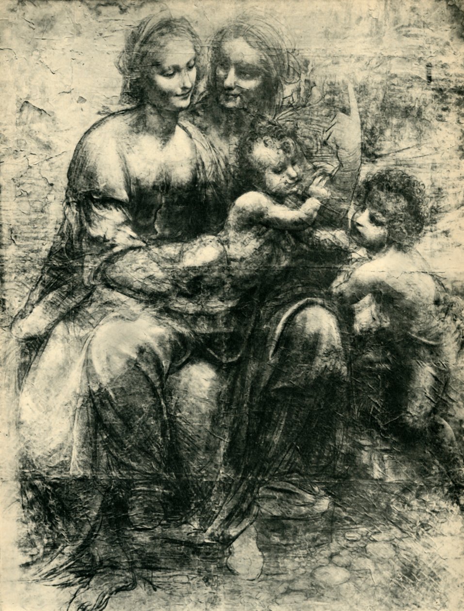 圣母子与圣安妮和施洗者圣约翰，1499-1500，1943年。 作者 达芬奇（Leonardo da Vinci）