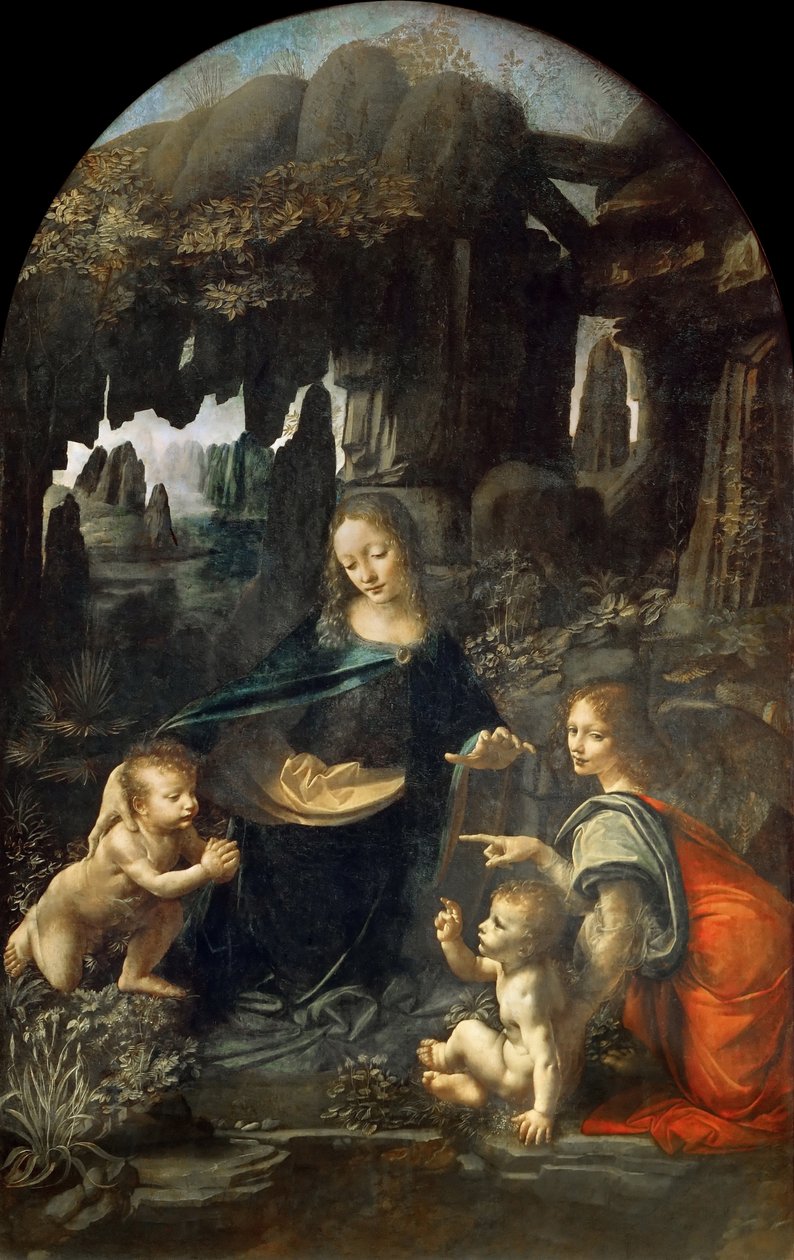 岩石上的圣女，1492年至1508年间。 作者 达芬奇（Leonardo da Vinci）