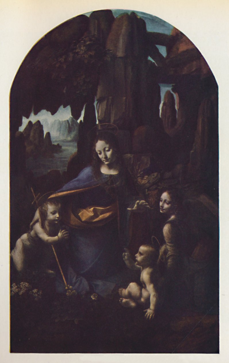 岩石的处女，c1508，c1950。 作者 达芬奇（Leonardo da Vinci）
