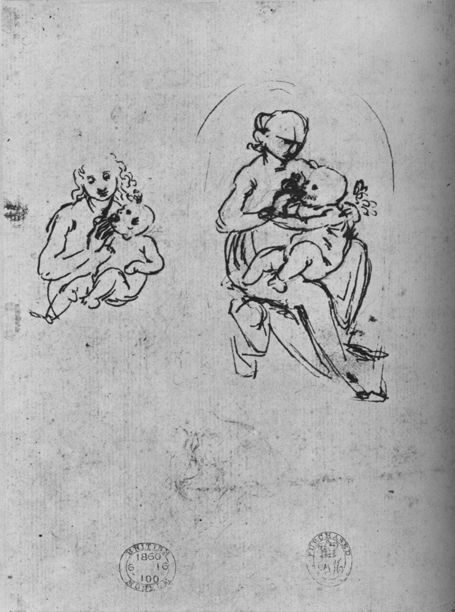 麦当娜和孩子的三项研究，c1475年，1945年 作者 达芬奇（Leonardo da Vinci）