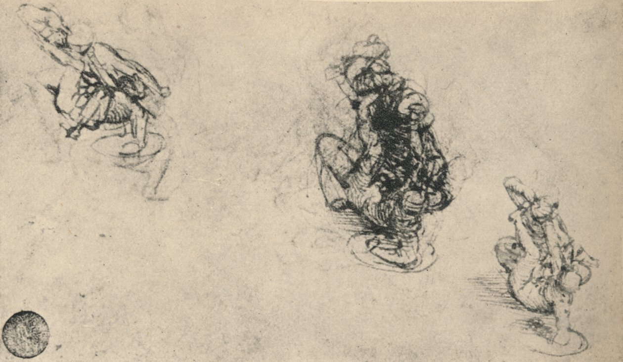 一名男子对堕落的敌人的三项研究，c1480 1945年 作者 达芬奇（Leonardo da Vinci）