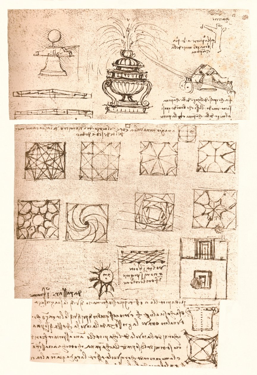 三幅建筑图，c1472-c1519 1883 作者 达芬奇（Leonardo da Vinci）