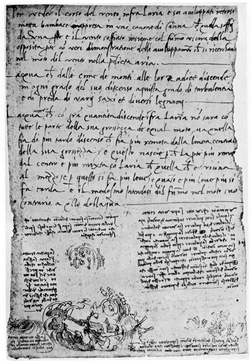 15世纪末或16世纪初的扔石头和掉落的轨迹 作者 达芬奇（Leonardo da Vinci）