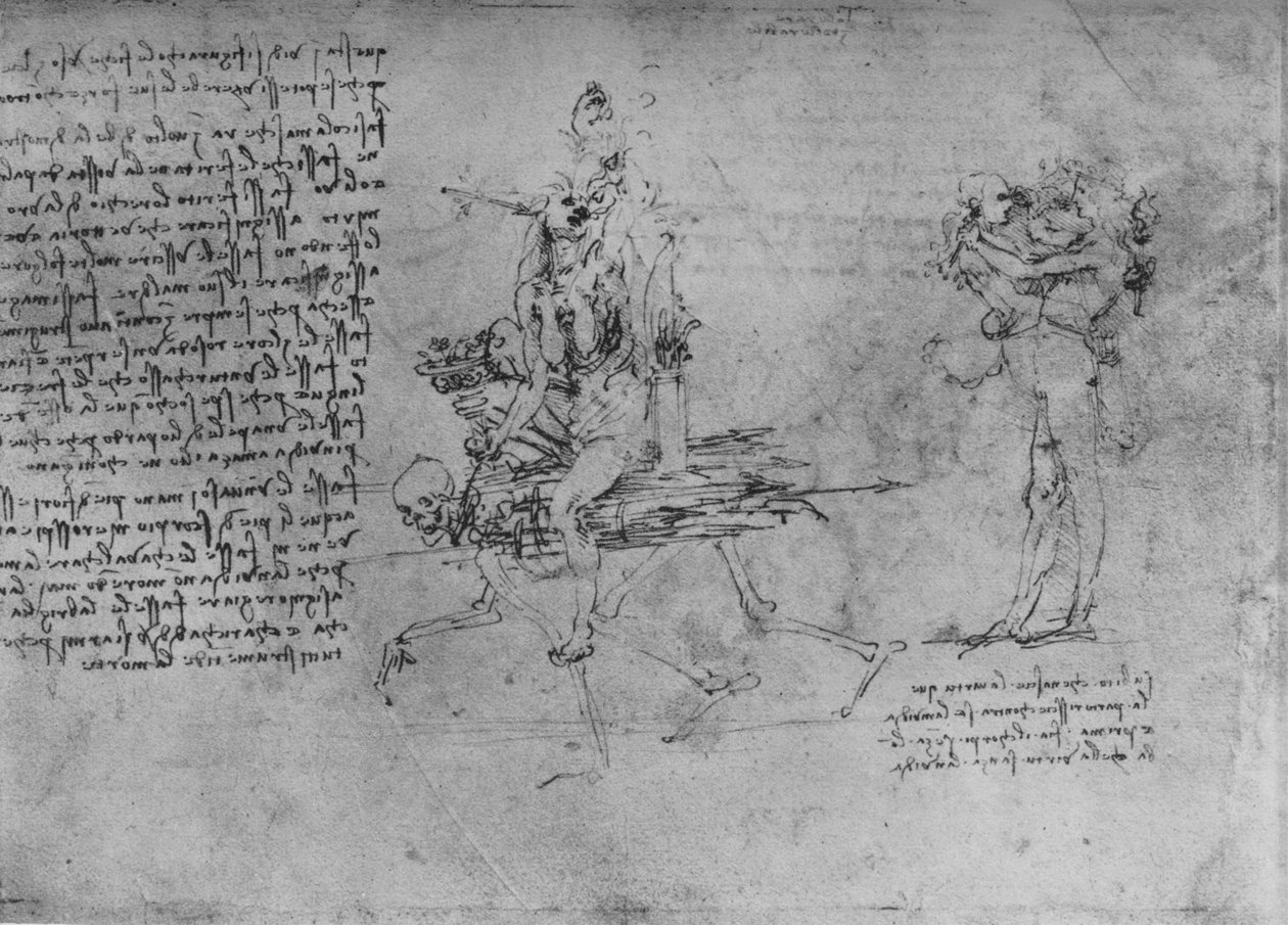嫉妒的两个寓言，c1480 1945年 作者 达芬奇（Leonardo da Vinci）