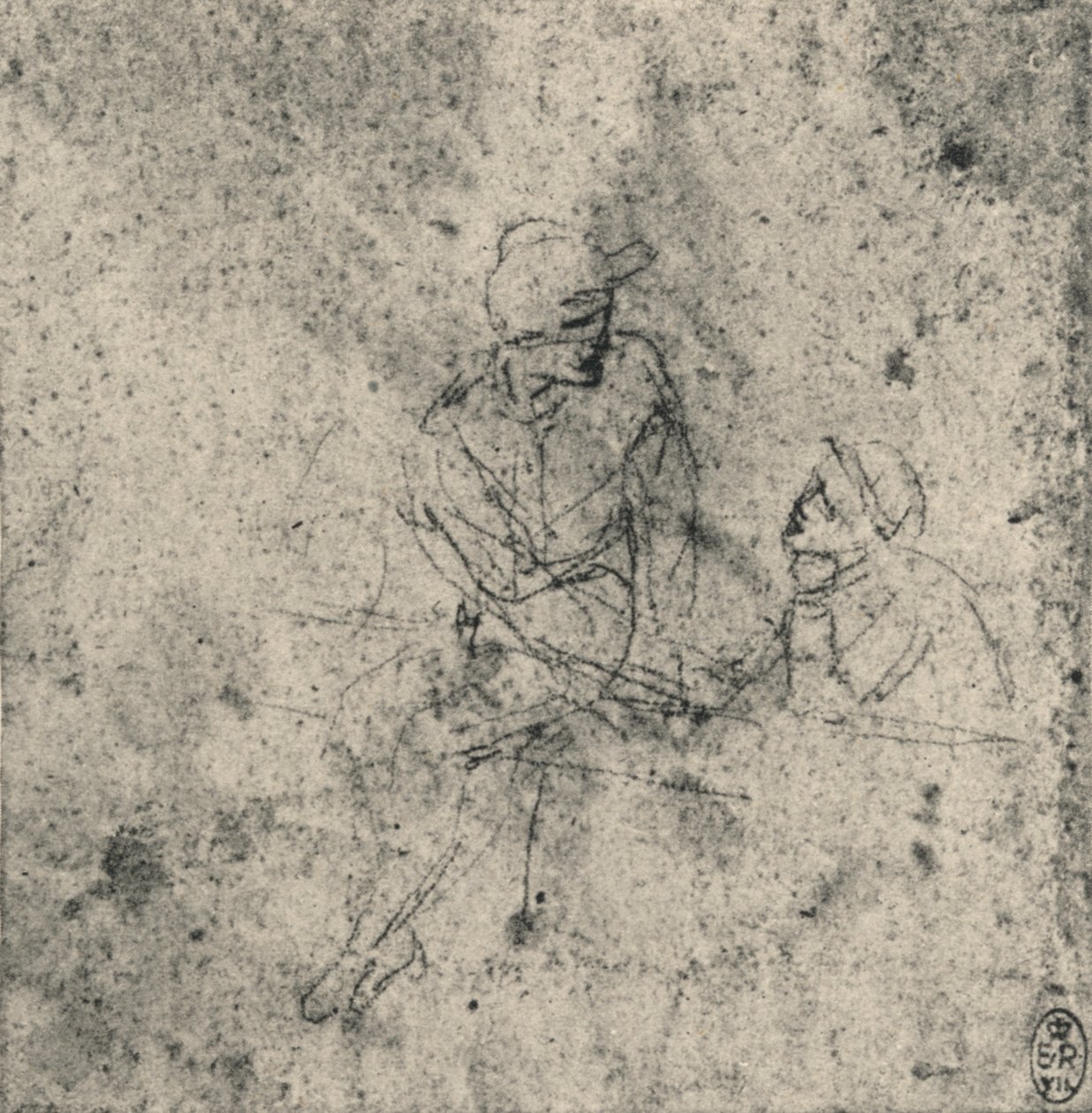 对话中的两个人物，c1480 1945 作者 达芬奇（Leonardo da Vinci）