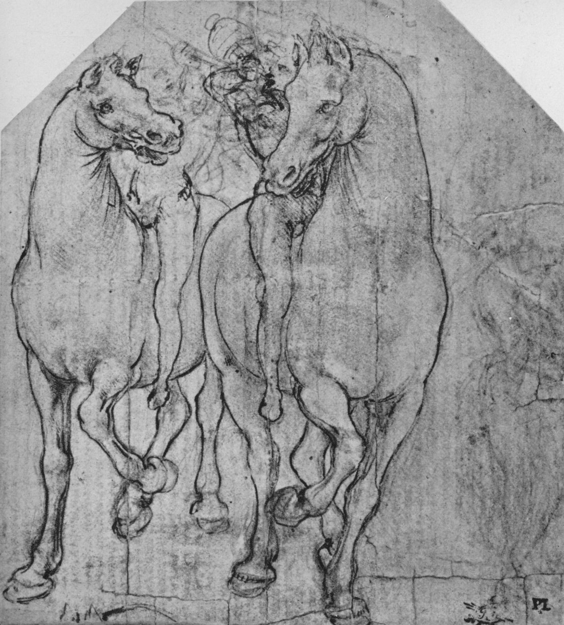 两名骑兵，c1480 1945 作者 达芬奇（Leonardo da Vinci）