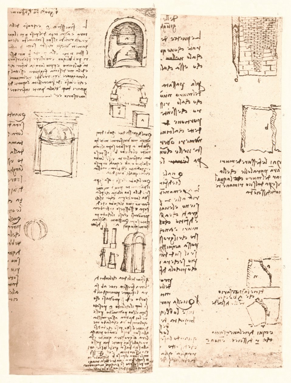 两幅建筑图，c1472-c1519 1883 作者 达芬奇（Leonardo da Vinci）