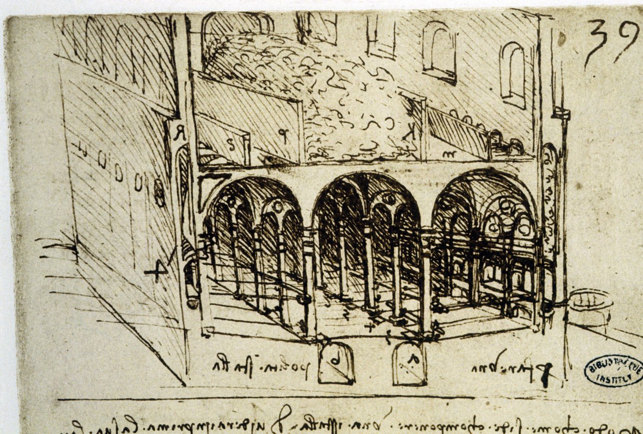 城市规划：建筑规划 (39) by Leonardo da Vinci (Leonardo da Vinci) - 法兰西学院图书馆 作者 达芬奇（Leonardo da Vinci）