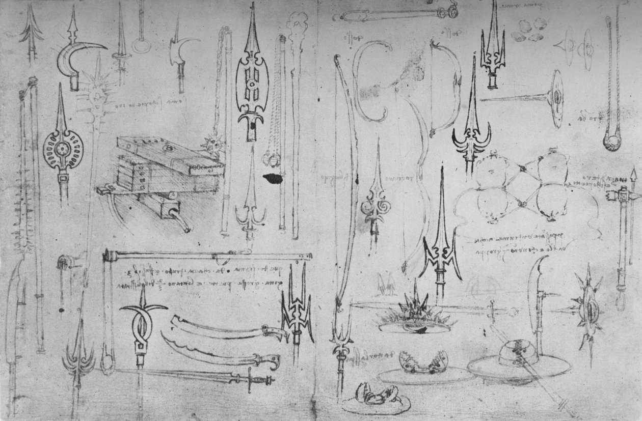 各种进攻与防御武器，c1480 1945 作者 达芬奇（Leonardo da Vinci）