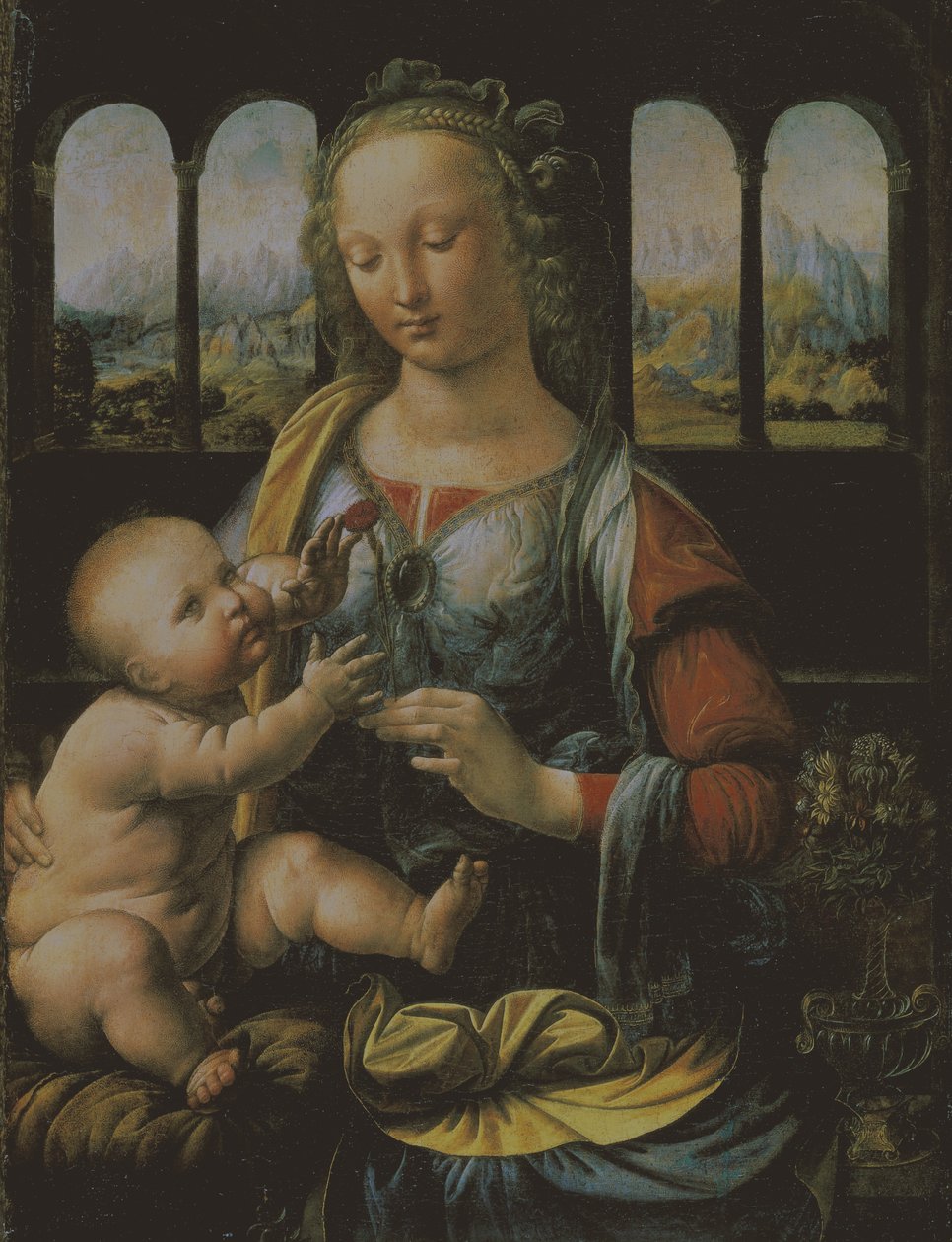 Virgin and Child，c.1473（面板上的油） 作者 达芬奇（Leonardo da Vinci）
