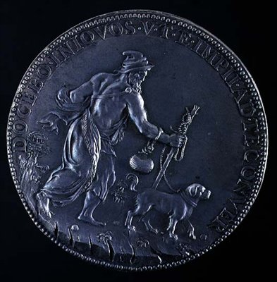 逆转描绘Michelangelo Buonarroti（1475-1564），1561（银色）的奖章（参见98877 for Obverse） 作者 利昂·莱昂尼