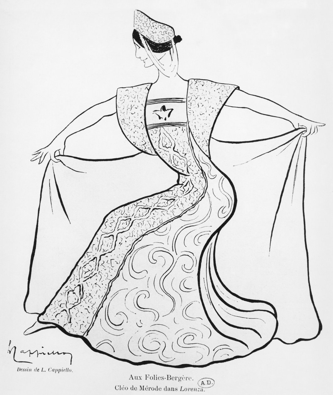 1901年在巴黎Folies Bergere举行的芭蕾舞剧“Lorenza”中的Cleo de Merode 作者 莱昂内托·卡皮耶洛