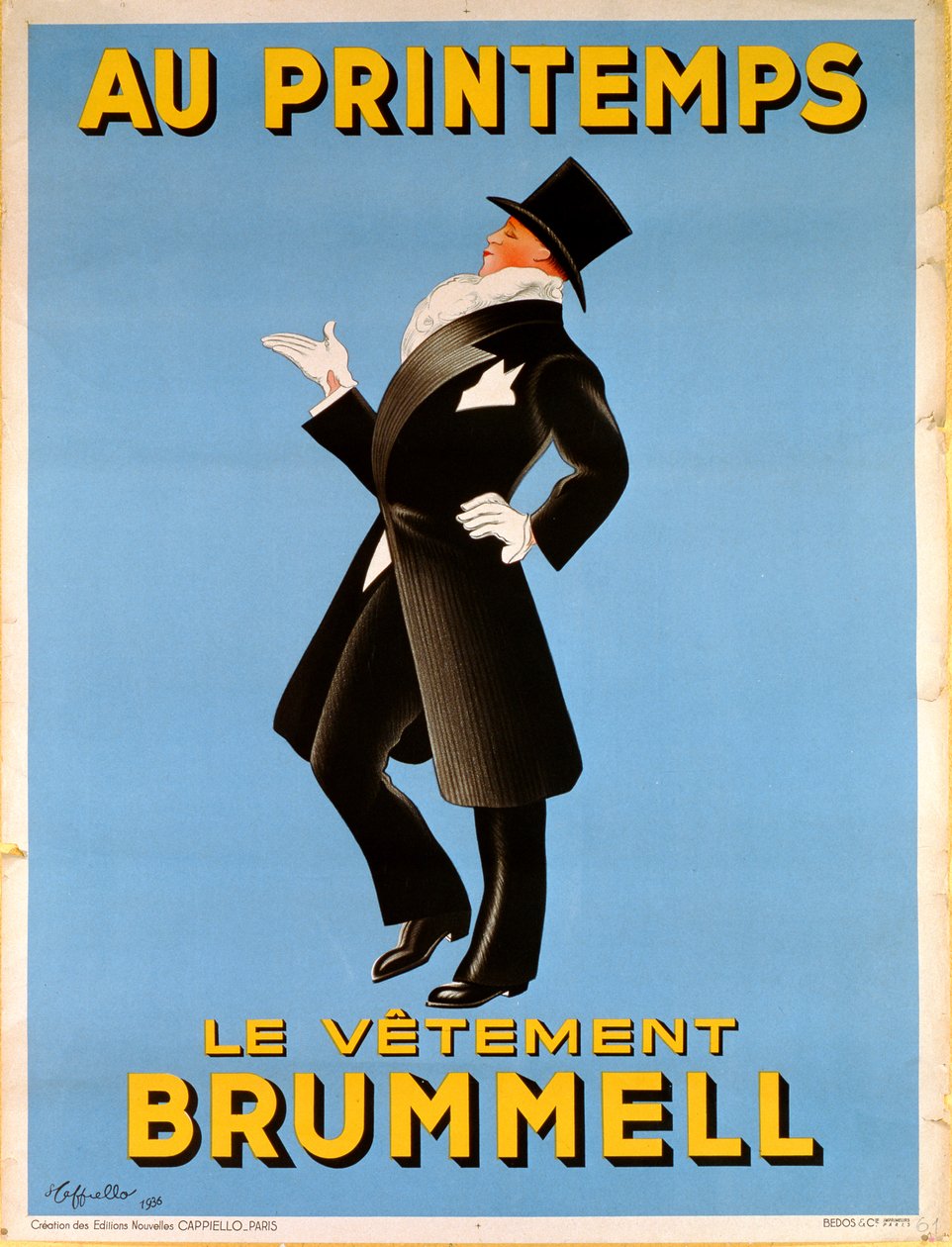 1936年在&39;Printemps&39;百货商店为男士们制作海报广告&39;Brummel&39;服装 作者 莱昂内托·卡皮耶洛