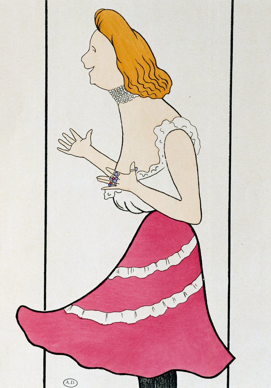 女演员卡西夫小姐在 La Dame de Chez Maxim 中，乔治·费多 (1862-1921)，列奥内托·卡皮耶罗 (1875-1942) 于 1899 年创作的漫画 作者 莱昂内托·卡皮耶洛