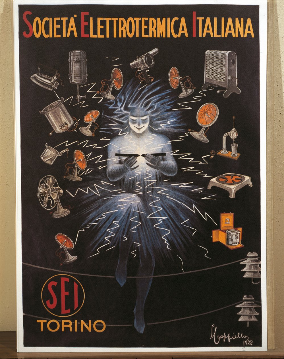 Leonetto Cappiello的彩色平版画，SEI，意大利电热公司的广告海报 作者 莱昂内托·卡皮耶洛