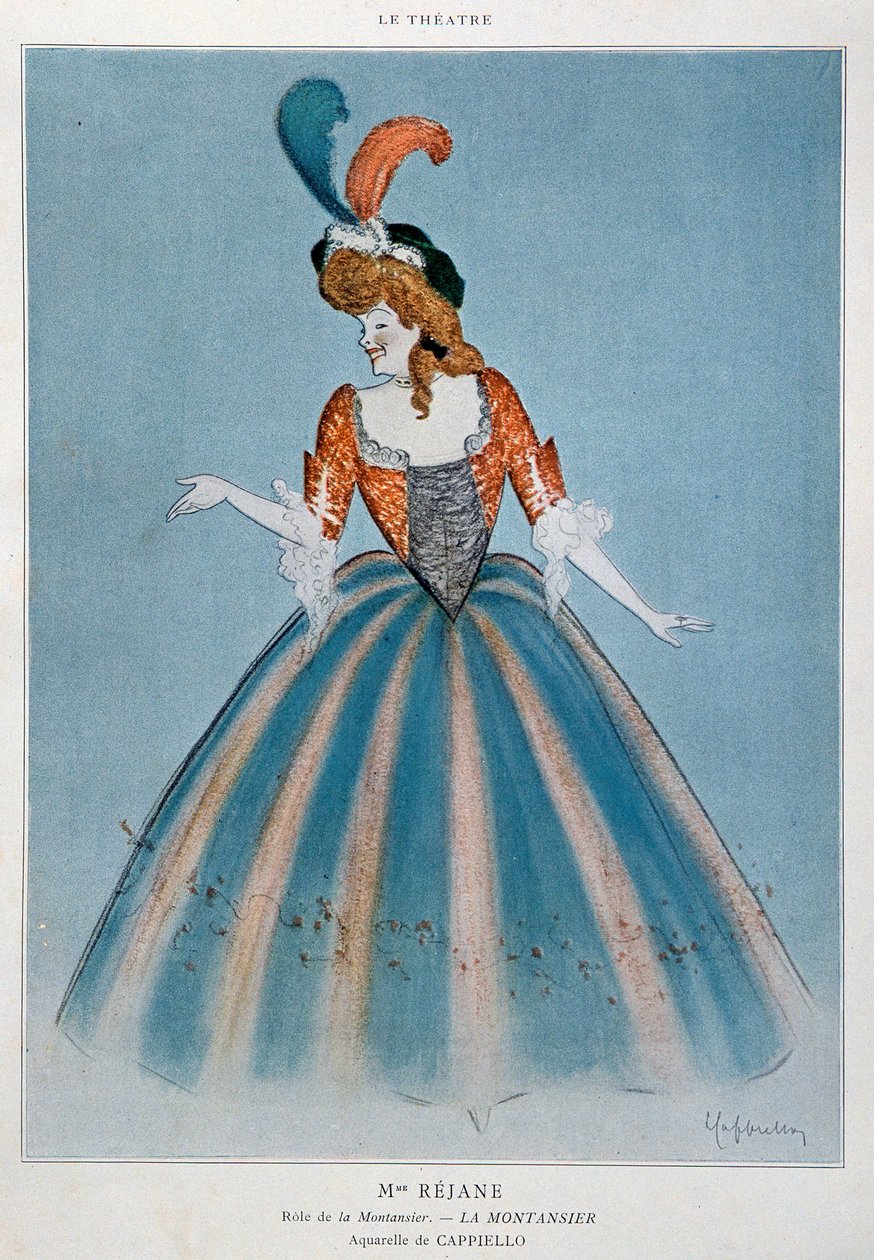 Comedian Gabrielle Charlotte Reyu called Rejane (1856-1920) in the role of the Montansier. Watercolour by Leonetto Cappiello (1875-1942) Paris, decorative arts 作者 莱昂内托·卡皮耶洛