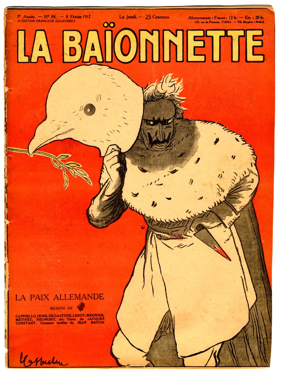 La Baionnette》的封面，色彩讽刺。 作者 莱昂内托·卡皮耶洛
