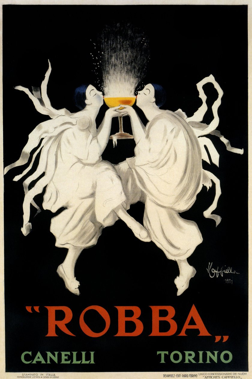 海报广告Spumante Robba Canelli，都灵，意大利，1921年 作者 莱昂内托·卡皮耶洛