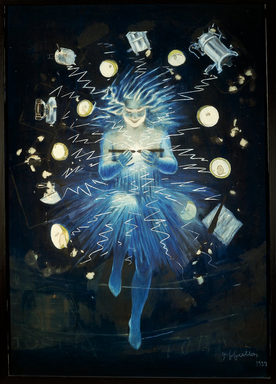 电气设备广告草图，作者：Leonetto Cappiello，蜡笔画 作者 莱昂内托·卡皮耶洛
