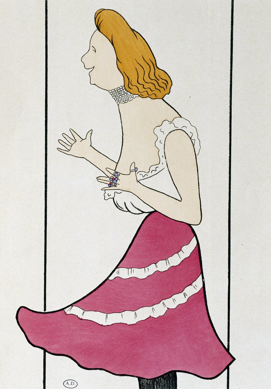 女演员卡西夫小姐在 La Dame de Chez Maxim 中，作者 Georges Feydeau（1862-1921），漫画 1899（绘图） 作者 莱昂内托·卡皮耶洛