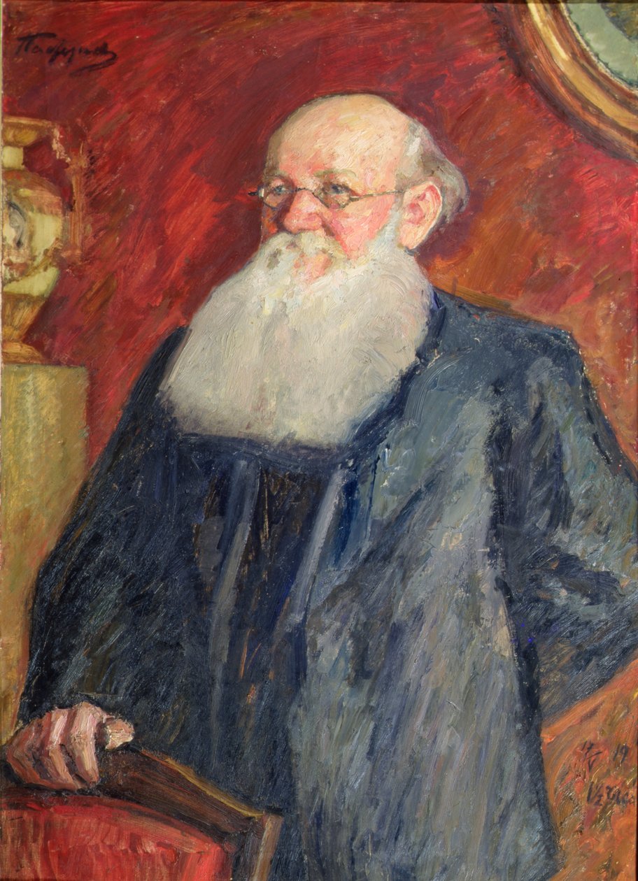 革命伯爵Piotr Kropotkin的肖像，1919年（画布上的蛋彩画） 作者 列昂尼德·奥西波维奇·帕斯捷尔纳克