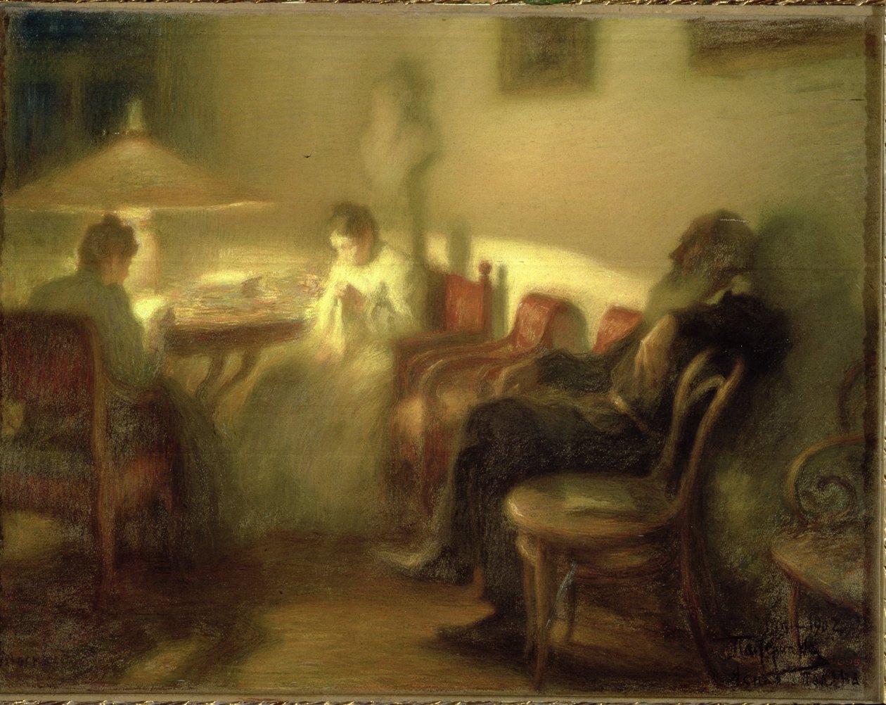 作家Lev Nikolaevich Tolstoy（1828-1910）和他的家人在Yasnaya Polyana，1902年（纸上粉彩） 作者 列昂尼德·奥西波维奇·帕斯捷尔纳克