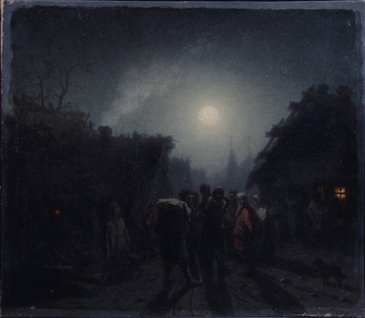 在小酒馆之前。夜景，1860s-1870s 作者 列昂尼德·伊万诺维奇·索洛马特金