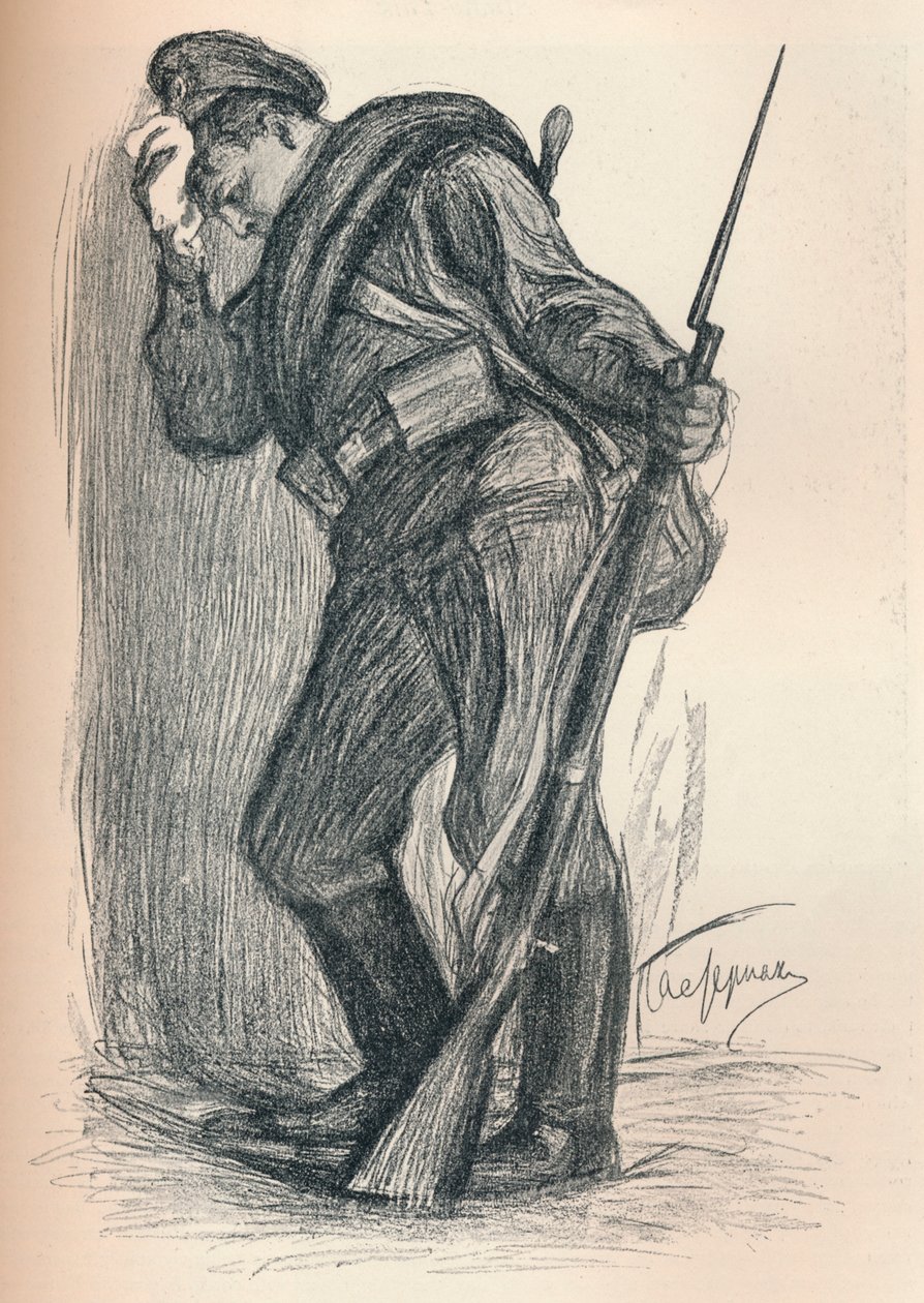 为战争基金海报作画，c1914 作者 列昂尼德·奥西波维奇·帕斯捷尔纳克