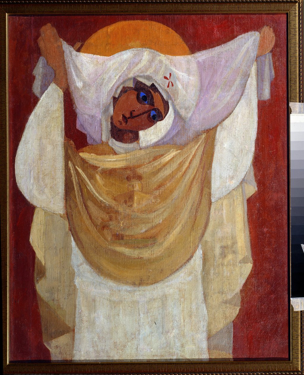 列昂尼德·捷伦蒂耶维奇·丘皮亚托夫 (Leonid Terentievich Chupyatov, 1890-1941) 1920-1930 私人收藏的《帮助圣母》绘画 作者 列昂尼德·特伦特列维奇·丘皮亚托夫