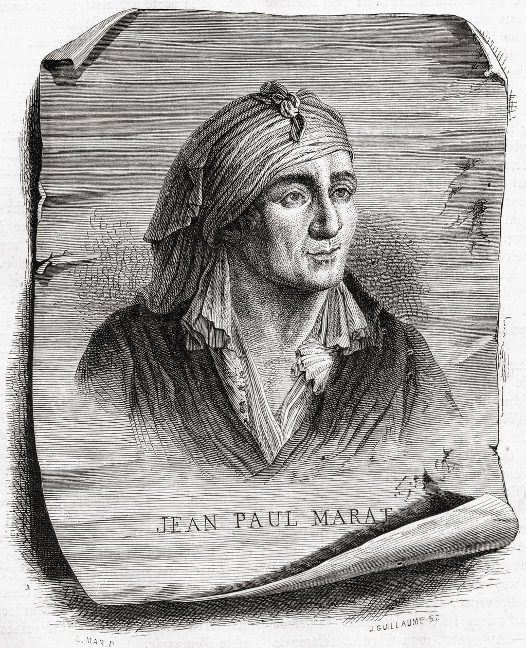 Jean Paul Marat（1743-93）的肖像，由Jean Baptiste Amedee Guillaume（1822-93）刻 作者 利奥波德·玛