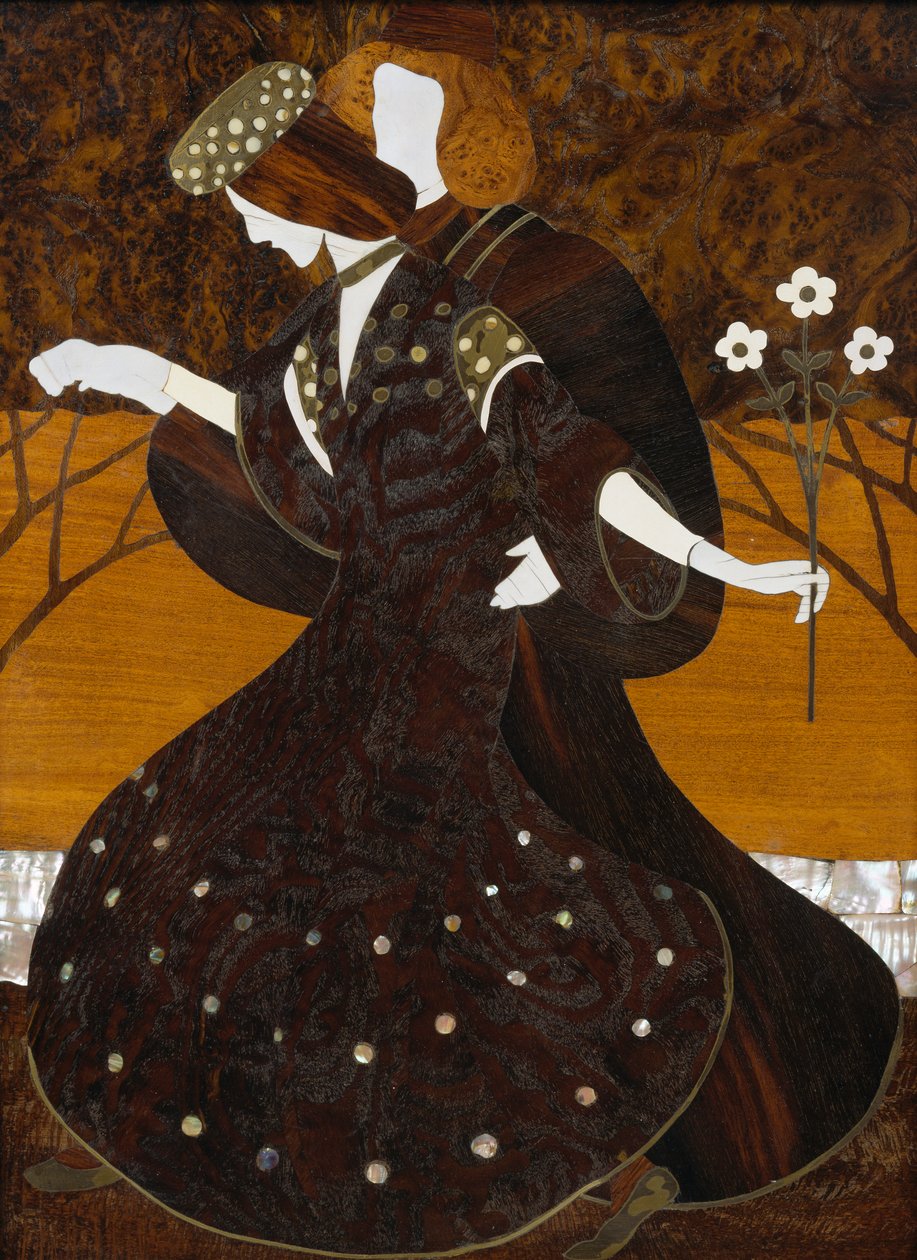 抽屉柜，约1908年，由Leopold Bauer（1872-1938）设计，胡桃木，黄铜和珍珠母，细节，奥地利，20世纪 作者 利奥波德·鲍尔