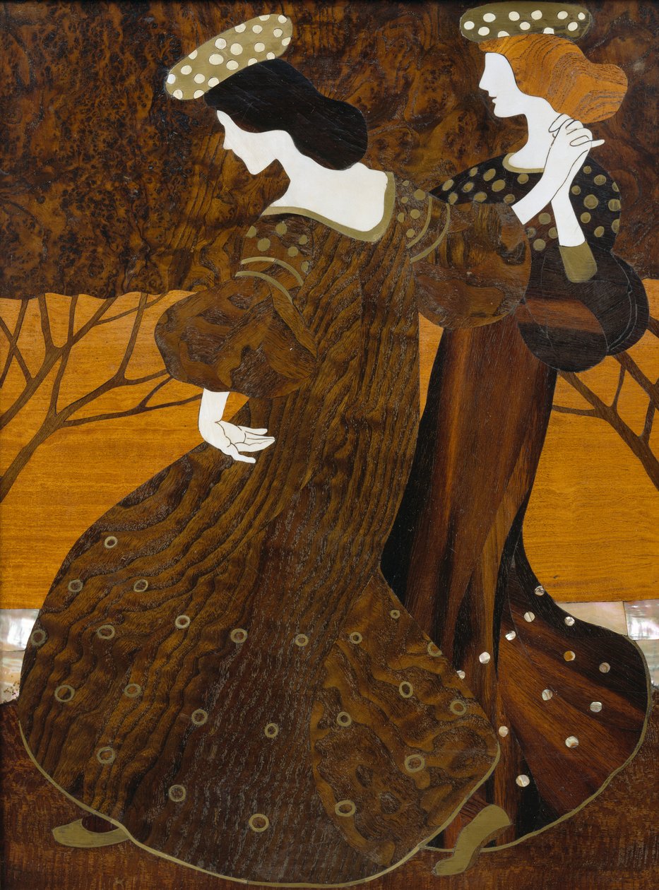 抽屉柜，约1908年，由Leopold Bauer（1872-1938）设计，胡桃木，黄铜和珍珠母，细节，奥地利，20世纪 作者 利奥波德·鲍尔