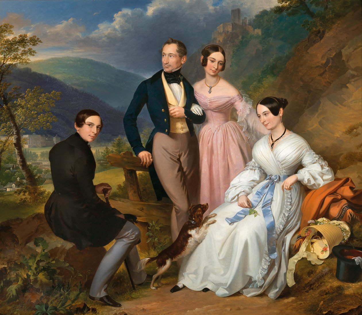 Leopold Fertbauer 在魏尔堡前的全家福 1839 年 作者 利奥波德·费特鲍尔