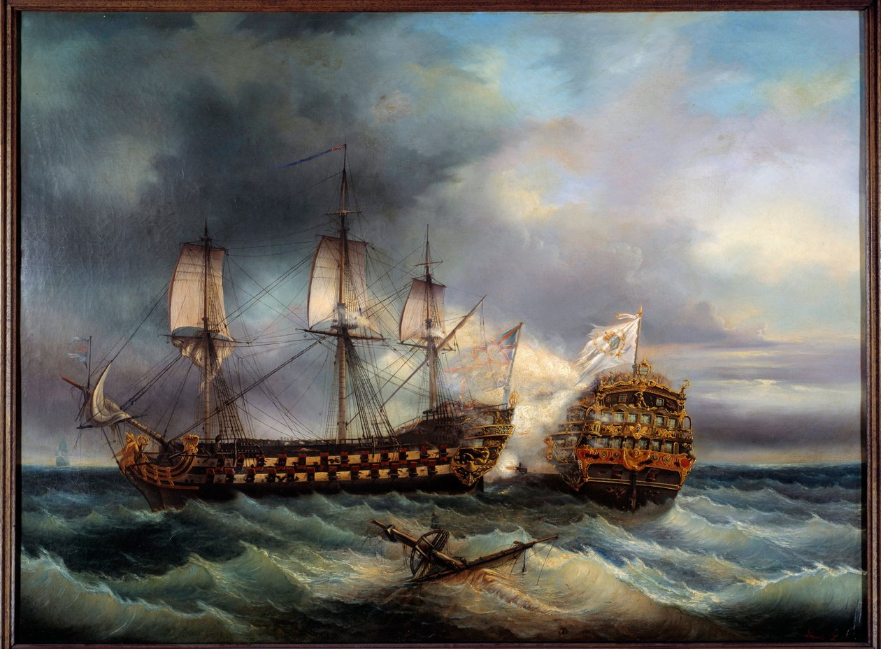 英国和法国之间的海战 利奥波德·勒古恩 (Leopold Le Guen, 1828-1895) 绘画，十九世纪布雷斯特，美术博物馆 作者 利奥波德·勒根