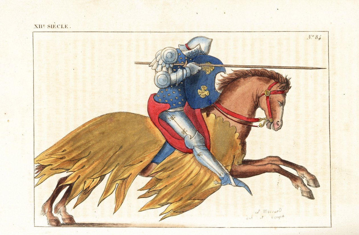英国骑兵手持长矛冲锋 作者 利奥波德·马萨德（Leopold Massard）