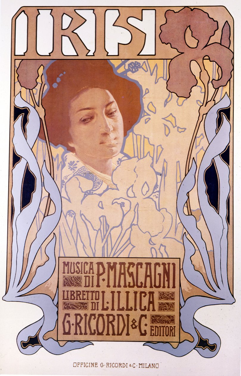 Iris 由 Pietro Mascagni 作曲，Leopoldo Metlicovitz 海报，Luigi Illica 剧本，1898 年。 作者 利奥波多·梅特里科维奇