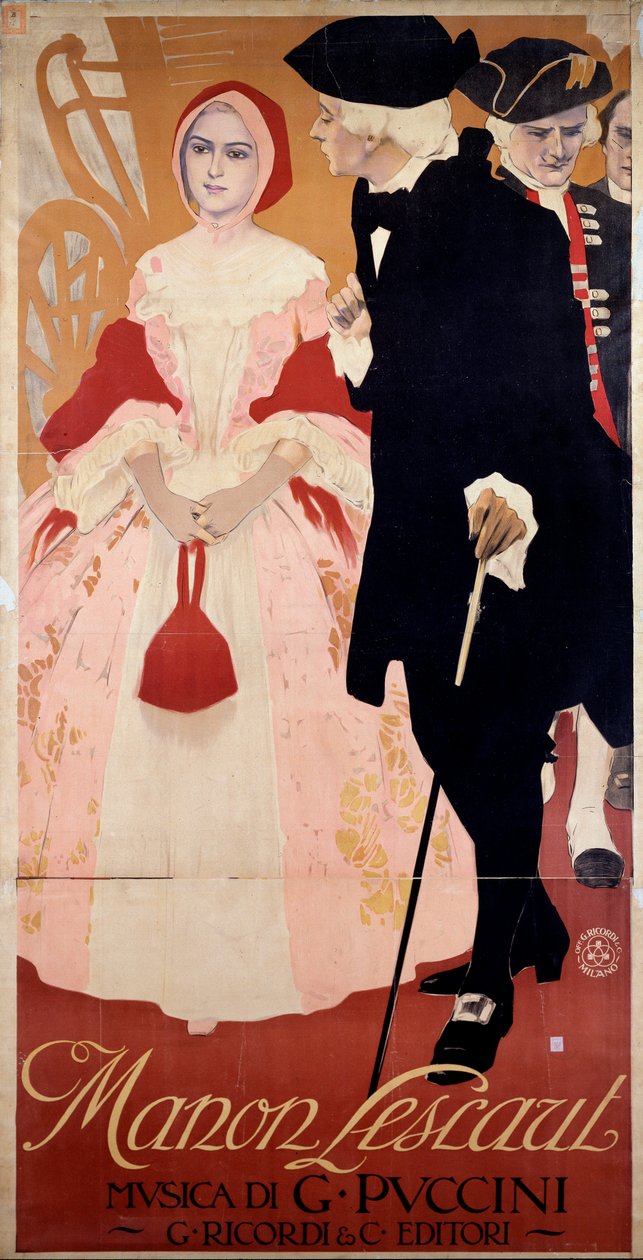 曼农·莱斯科 1909（海报） 作者 利奥波多·梅特里科维奇