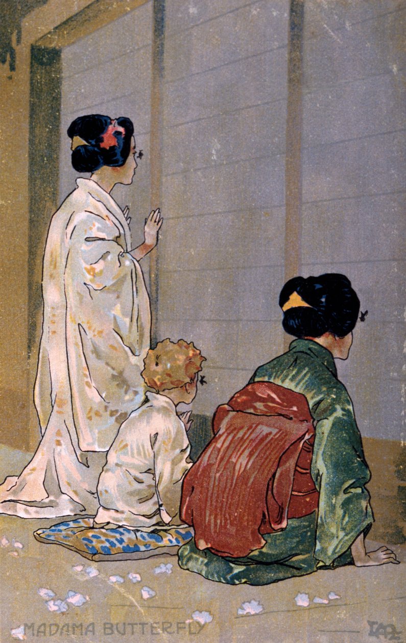 为《蝴蝶夫人》在布雷西亚的首演制作的明信片 作者 利奥波多·梅特里科维奇