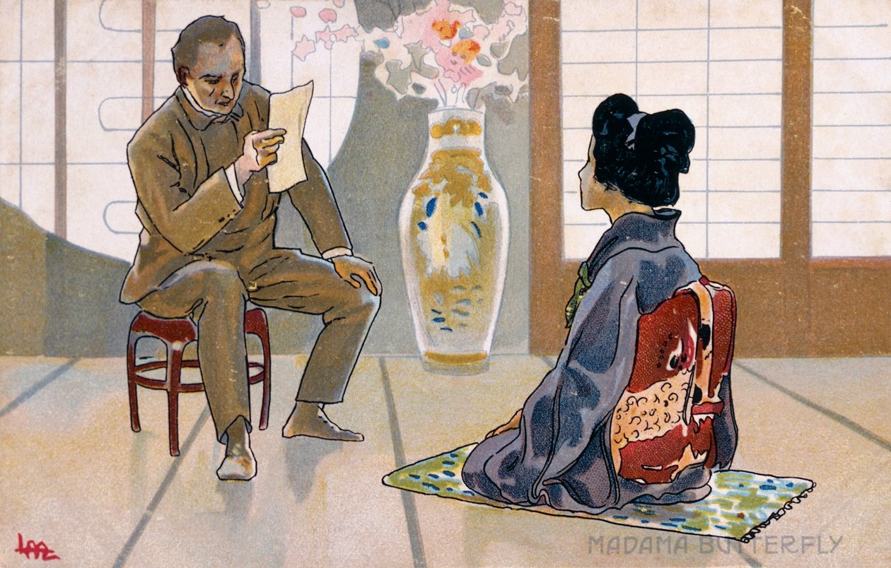 为《蝴蝶夫人》在布雷西亚的首演制作的明信片 作者 利奥波多·梅特里科维奇