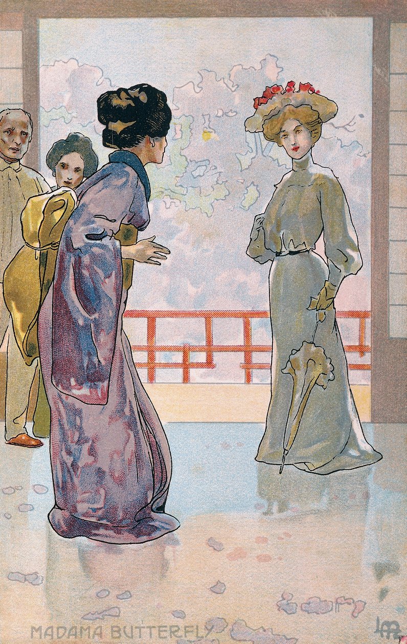 为《蝴蝶夫人》在布雷西亚的首演制作的明信片 作者 利奥波多·梅特里科维奇