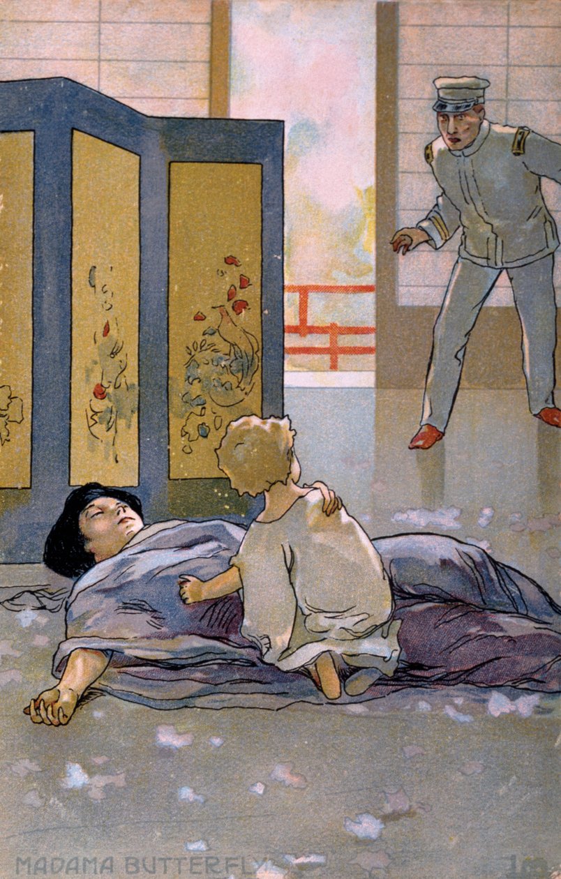 为《蝴蝶夫人》在布雷西亚的首演制作的明信片 作者 利奥波多·梅特里科维奇